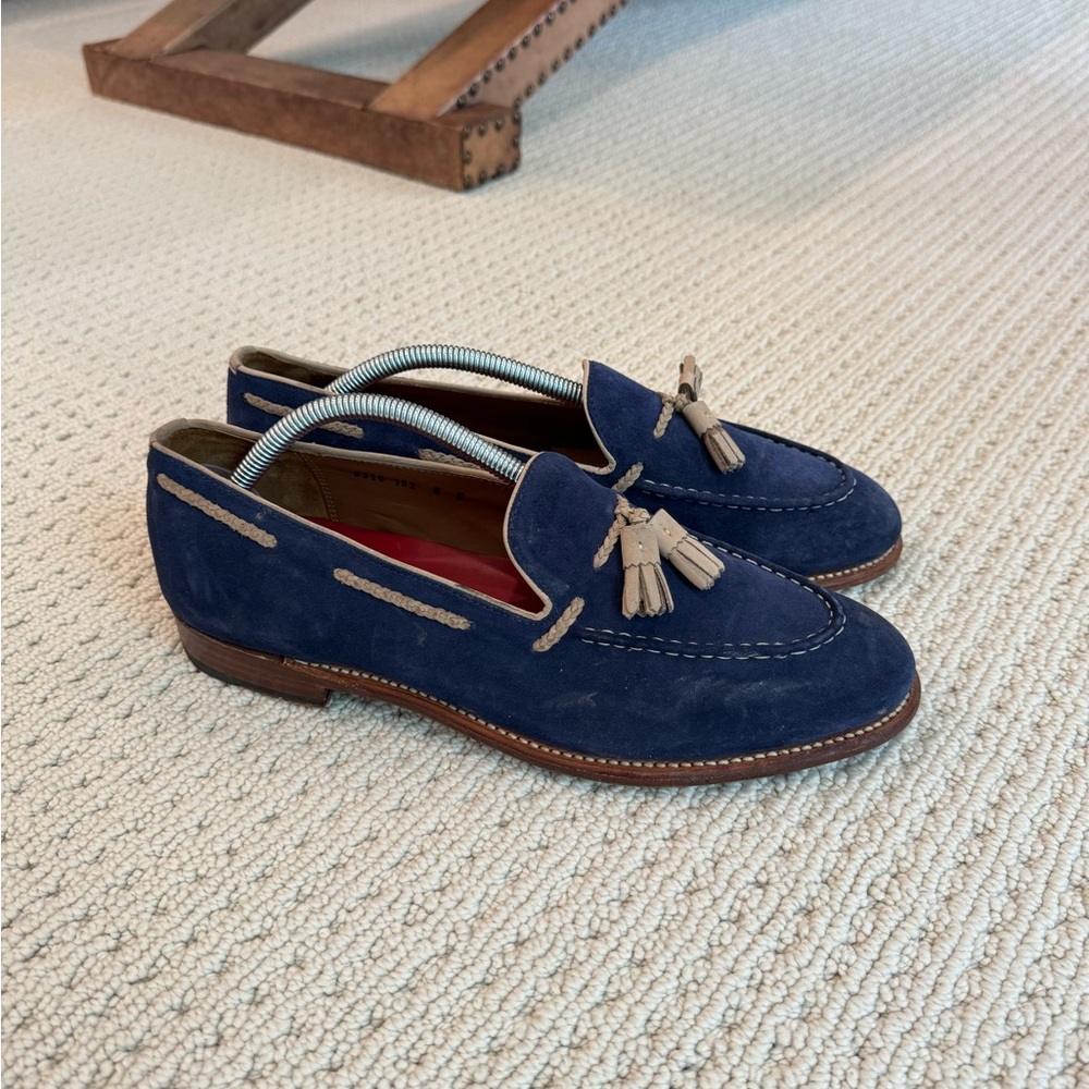 Suede Grenson Tassle Loafer Navy SIZE 9 UK